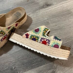 Granny Square Crochet Platform Sandals
